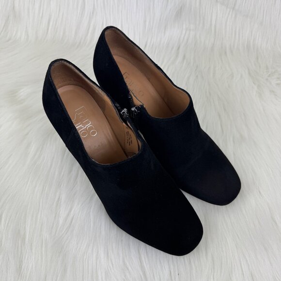 Franco Sarto Bassett Genuine Suede Low Ankle Block Heel Boot Bootie Black Size 9 - Picture 5 of 13